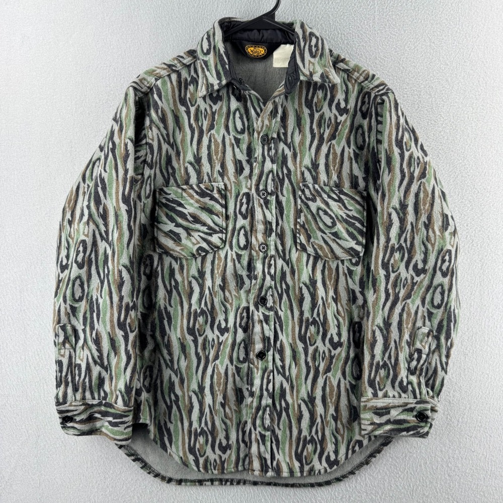 Vintage Woolrich Shirt Mens Small Camo 80s Wool Flannel Hunting USA MADE